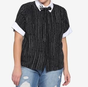 𝅺THE Nightmare Before Christmas Jack Pinstripe Woven Button-Up.  Size MD